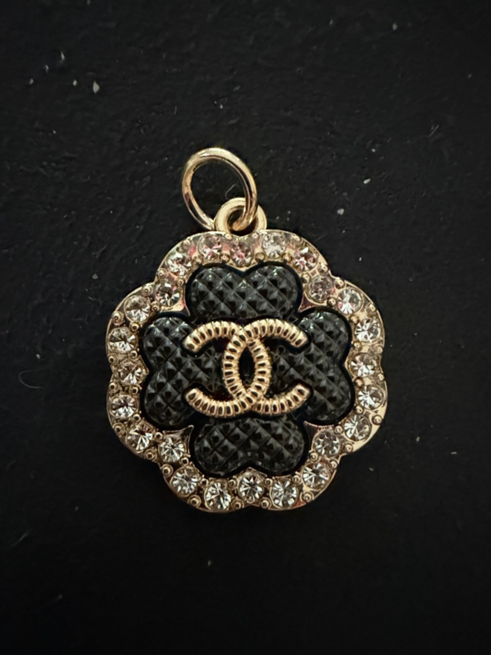 Fashion Inspired Gold and Black Flower Pendant